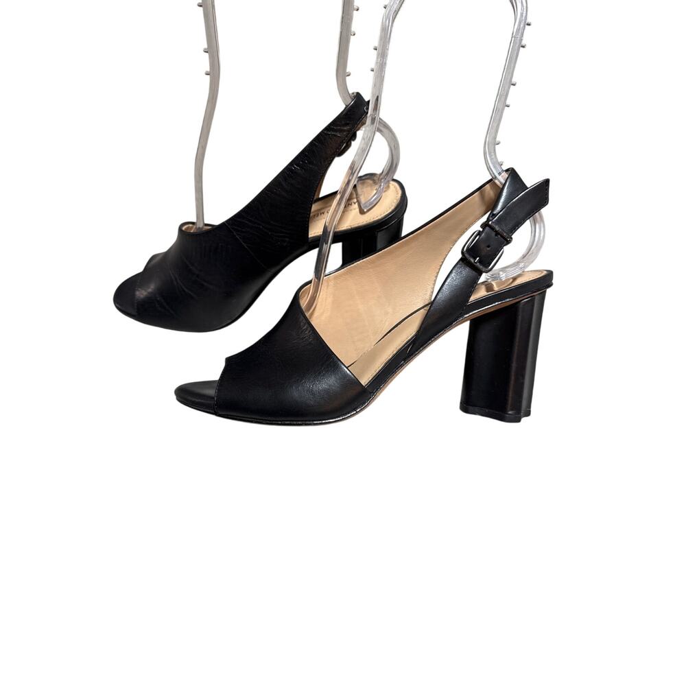 Antonio Melani Women’s Black Brinay Leather Peep Toe Slingback Sandals 8M - Picture 4 of 12